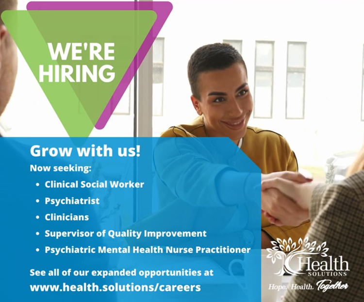 Behavioral Health Career Opportunities Flyer, Health Solutions, Pueblo, CO