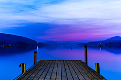 Morning picture of dock with purple sky background