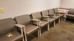 Physician Waiting Room with Social Distance Marked Off